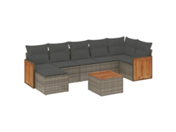 Maison Exclusive - Set De Sofás De Jardín 8 Pzas Y Cojines Ratán Sintético Gris