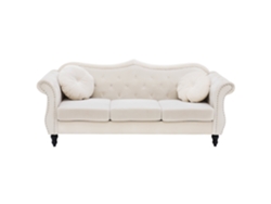 Sofá de 3 plazas BELIANI Skien de Terciopelo Beige 200x83x91