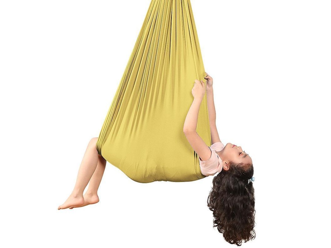 Esterilla de yoga elástica para niños, 100% nailon, 280x100cm, accesorios dorados PYF