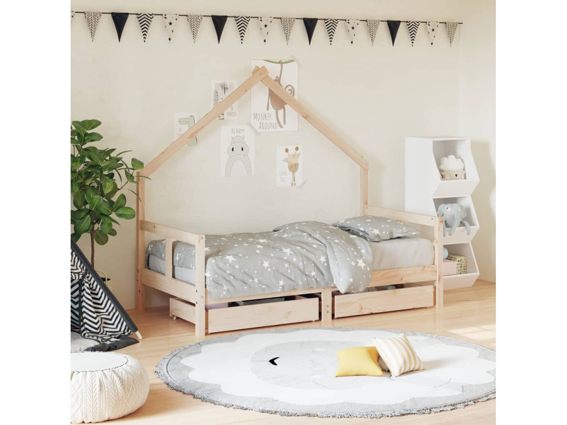 VIDAXL Estructura de cama infantil con cajones madera de pino 80x160cm