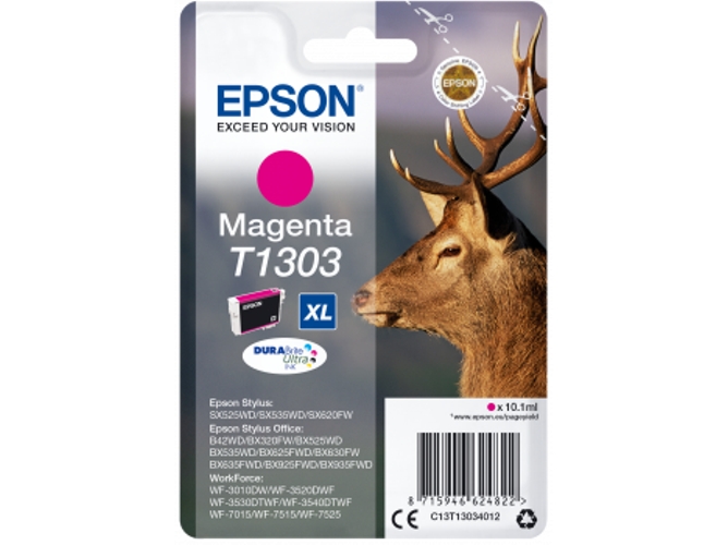 Cartucho de tinta original EPSON T1303, Ciervo 10,1 ml , Magenta, XL, C13T13034012