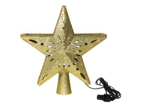 Adorno de Árbol de Navidad Adornos Navideños Estrella Decoración Luz Proyección Dorado
