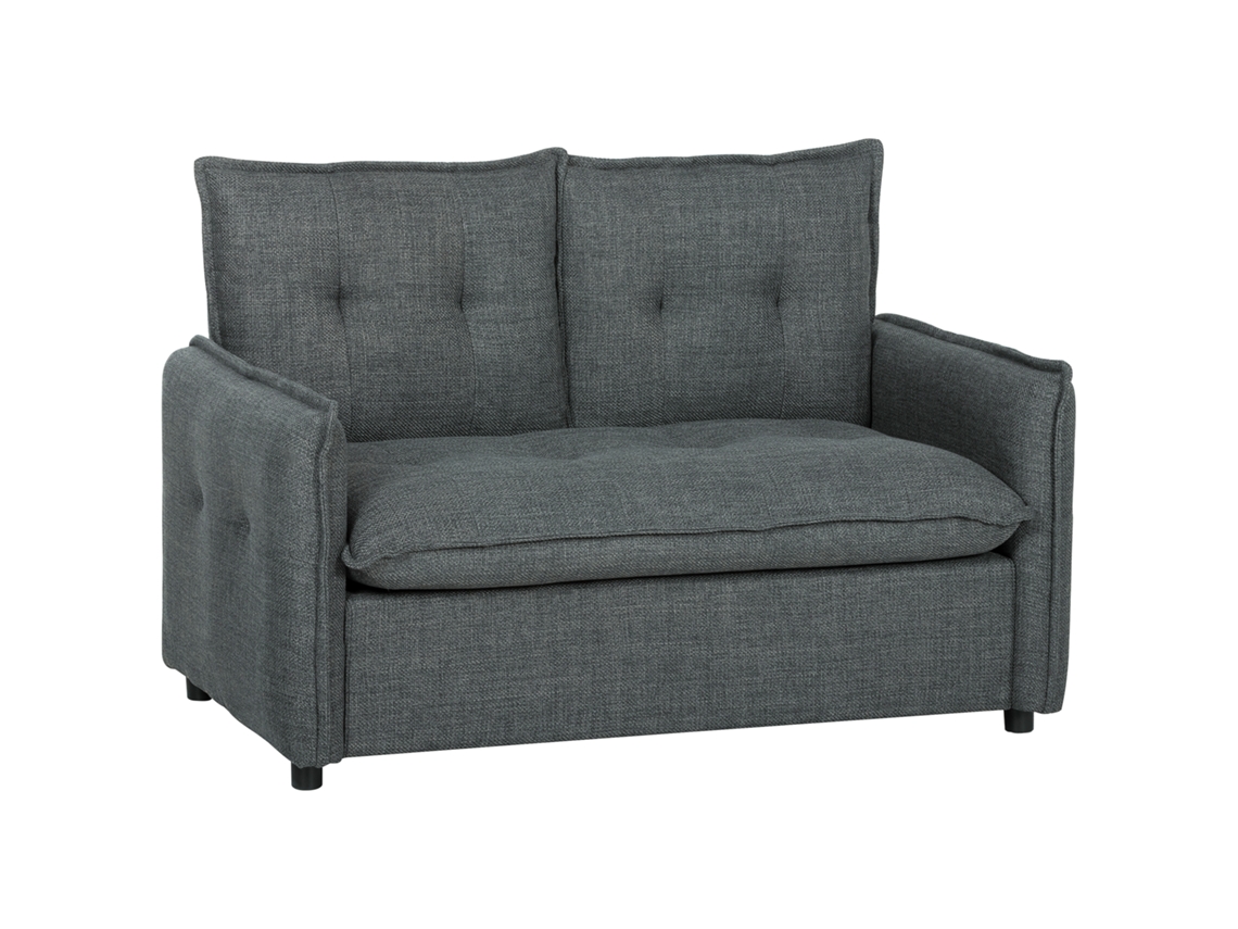 Sofá De 2 Plazas, Sofá Moderno Para Salón De 131 Cm Con Asiento Acolchado, Cojines De Muelles, Tejido De Lino, Gris Oscuro.