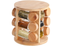 Estante De Madera Para Condimentos – Caja Giratoria Para Condimentos, Almacenamiento De Azúcar, Pimienta Y Sal.