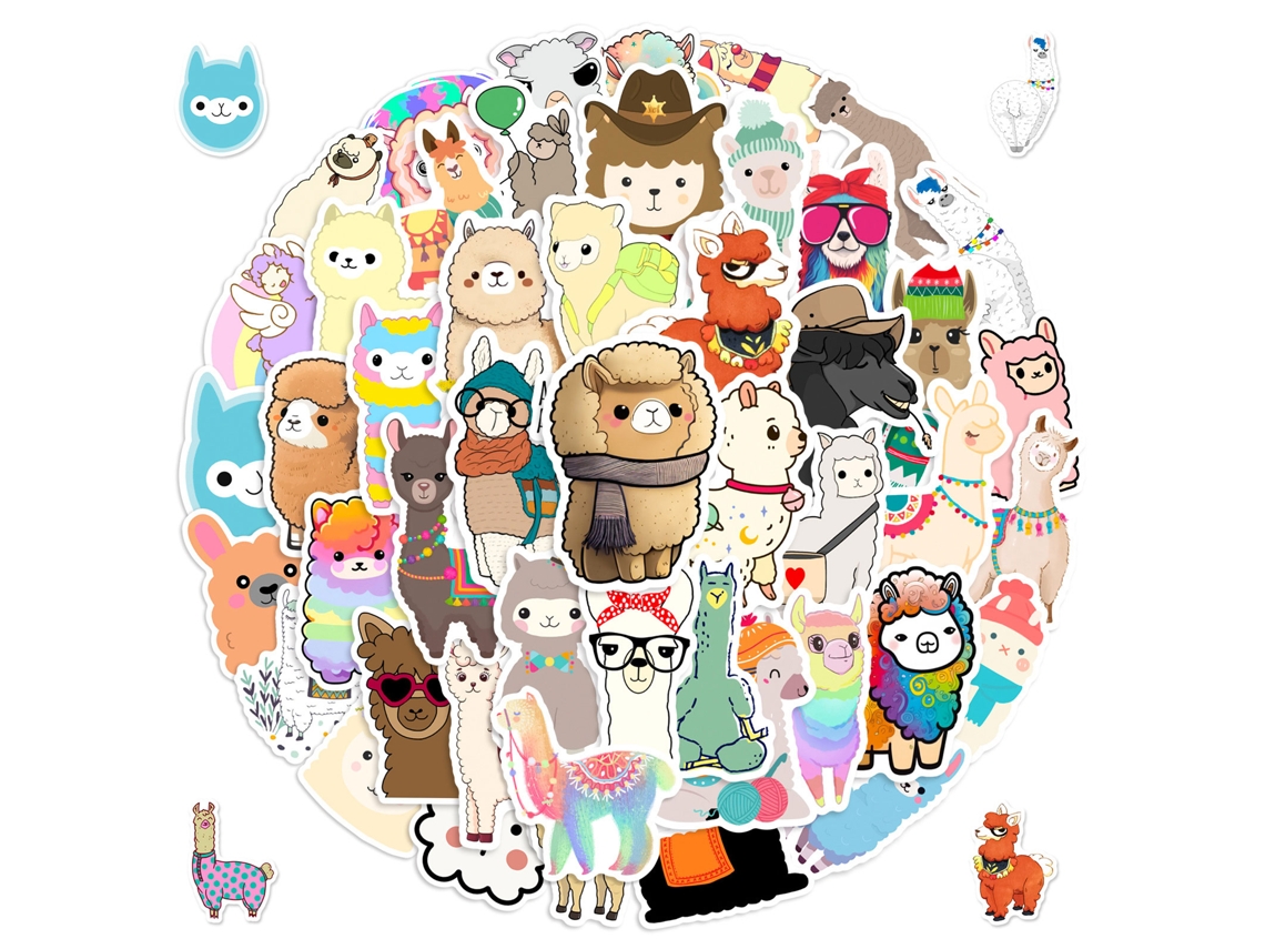 50 pegatinas con motivos de alpaca
