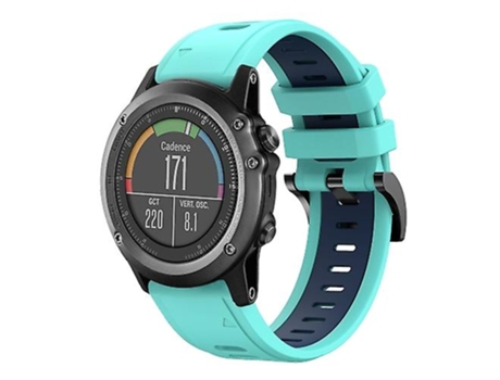 Correa Para Garmin Fenix 3 Zafiro 26 Mm Correa De Reloj De Silicona Deportiva De Dos Colores Verde Menta - Azul VENISYMLIS