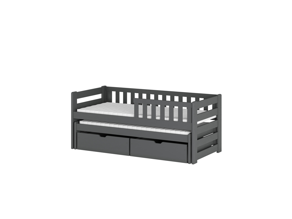 Cama Infantil FURNLUX Bolko (Grafito, Madera Maciza - 88X198X78 Cm / 80X190 Cm)