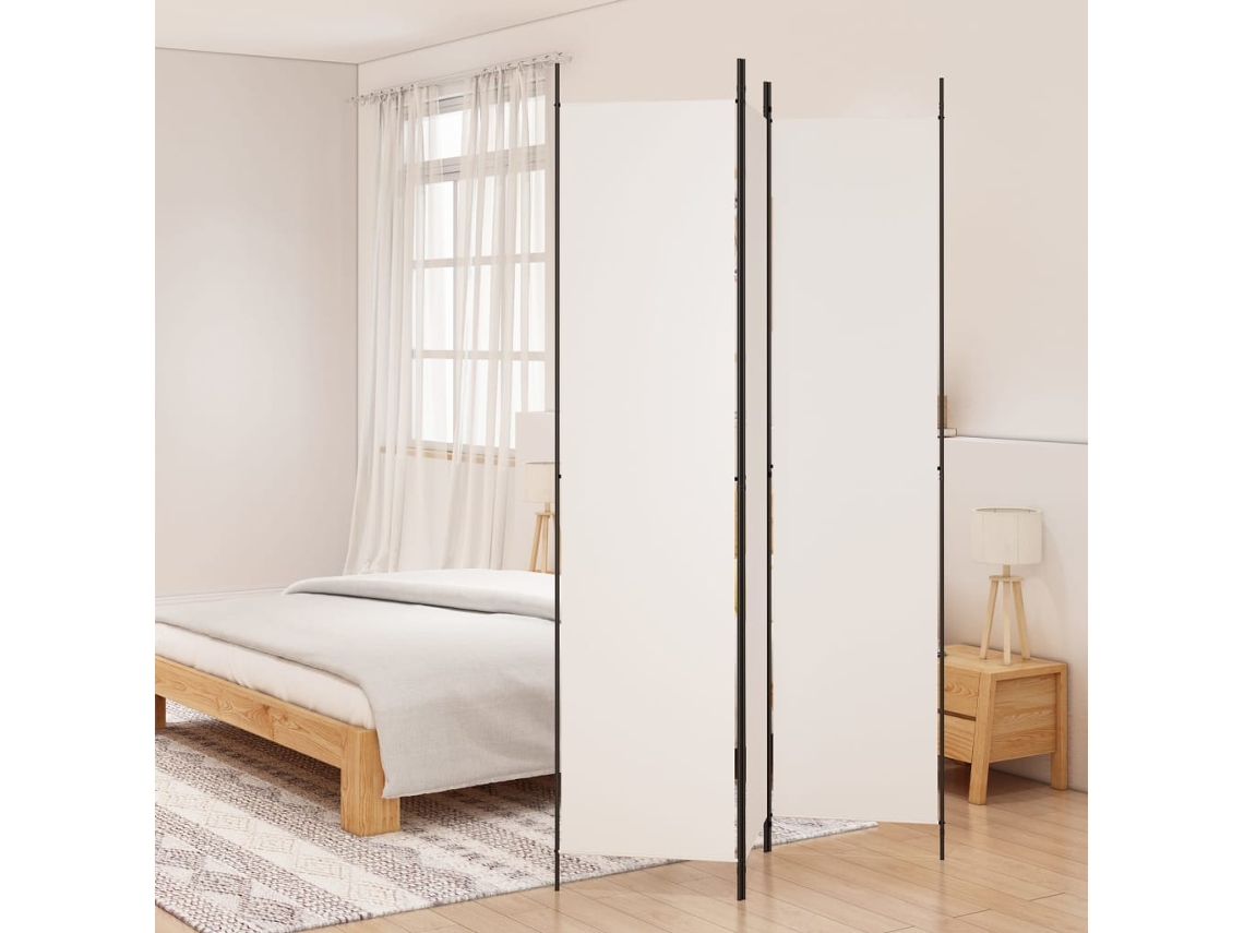 Biombo Divisor De 3 Paneles De Tela Blanco 150x220 Cm