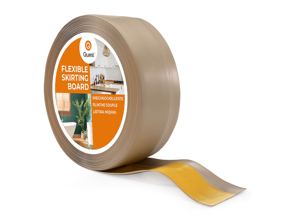 Zócalo de PVC de 20 mm, 10 m, flexible, autoadhesivo, suave, beige Quest