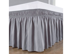 Faldón De Cama Elástico De Microfibra De 150x200cm Con Cuello De 40cm - Gris - Fácil Instalación