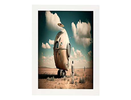 NACNIC Poster Compañero Robot En Estilo Surrealismo Cinematográfico Ilustraciones Y Grabados De Historieta Abstracta Y Artística A4 Marcos Blancos