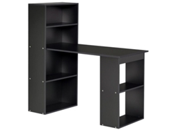 Escritorio de ordenador 120x55x120 cm con 6 estantes abiertos, mesa para estudio o trabajo, color negro Bga Store