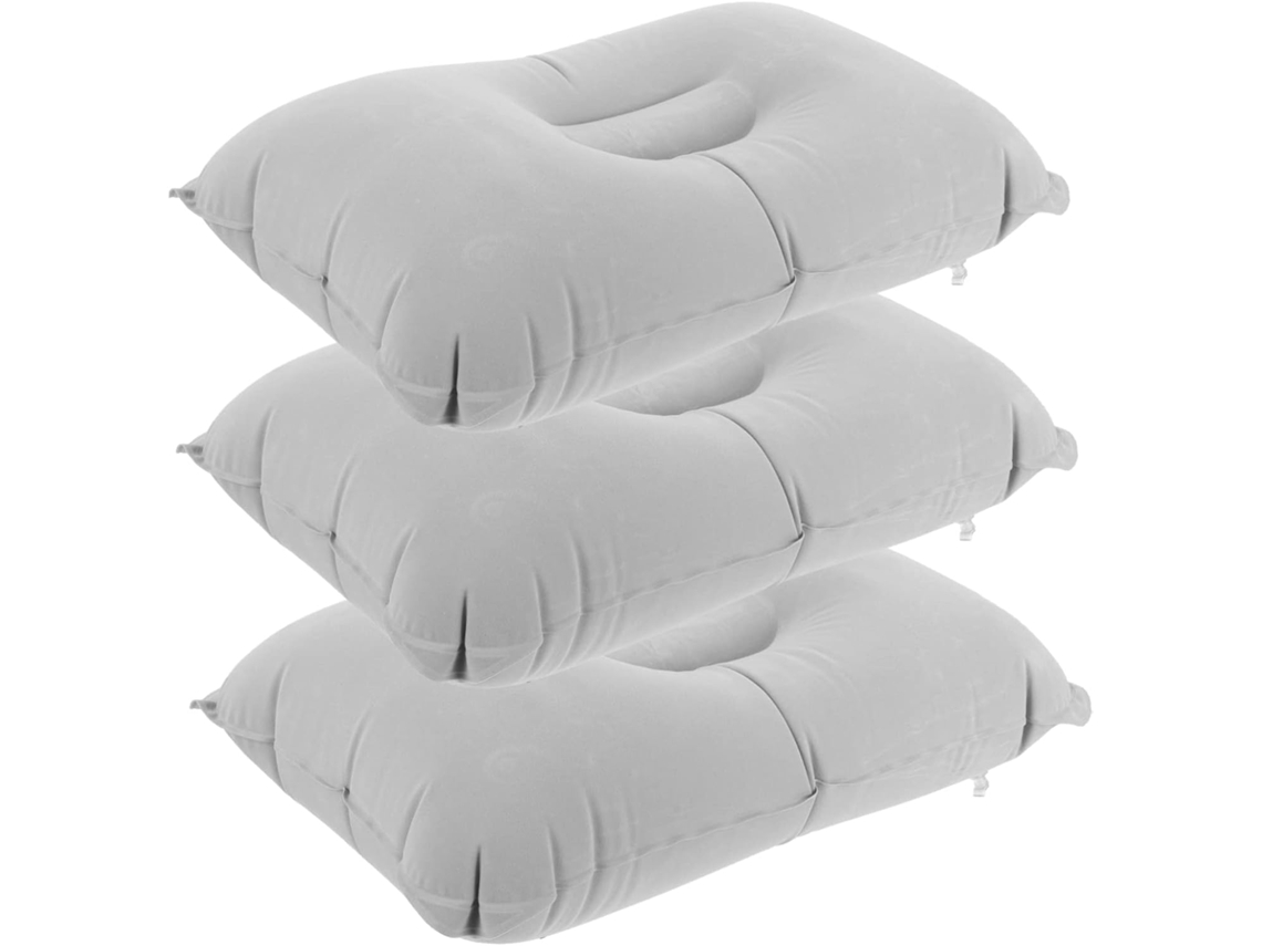 3 Almohadas Cuadradas Para Camping Al Aire Libre, De Viaje, Pvc Gris Inflables.