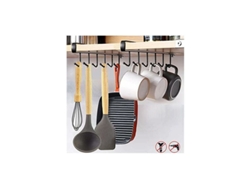 Juego de 2 ganchos de almacenamiento para tazas, utensilios de cocina, bufandas y cinturones, montaje sin agujeros (negro) NEVEANCE