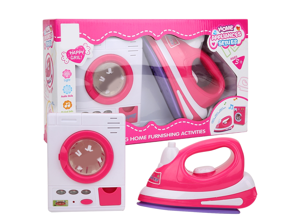 Yncm-juguete De Casa De Muñecas Con Plancha Eléctrica Y Lavadora Simulada, Juguete Educativo Para Niños