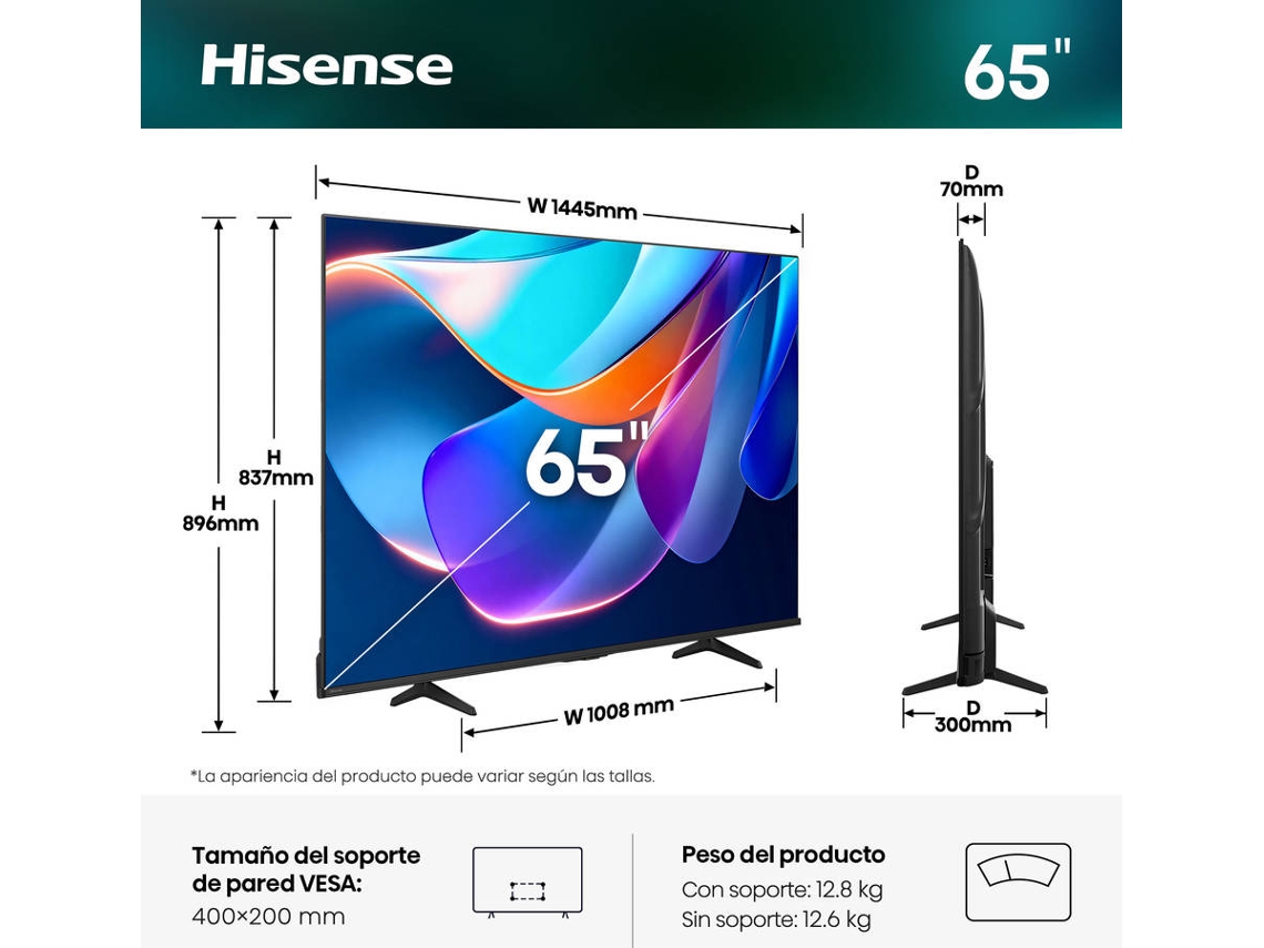 TV HISENSE 65A6S (LED - 65'' - 164 cm - 4K Ultra HD - Smart TV)