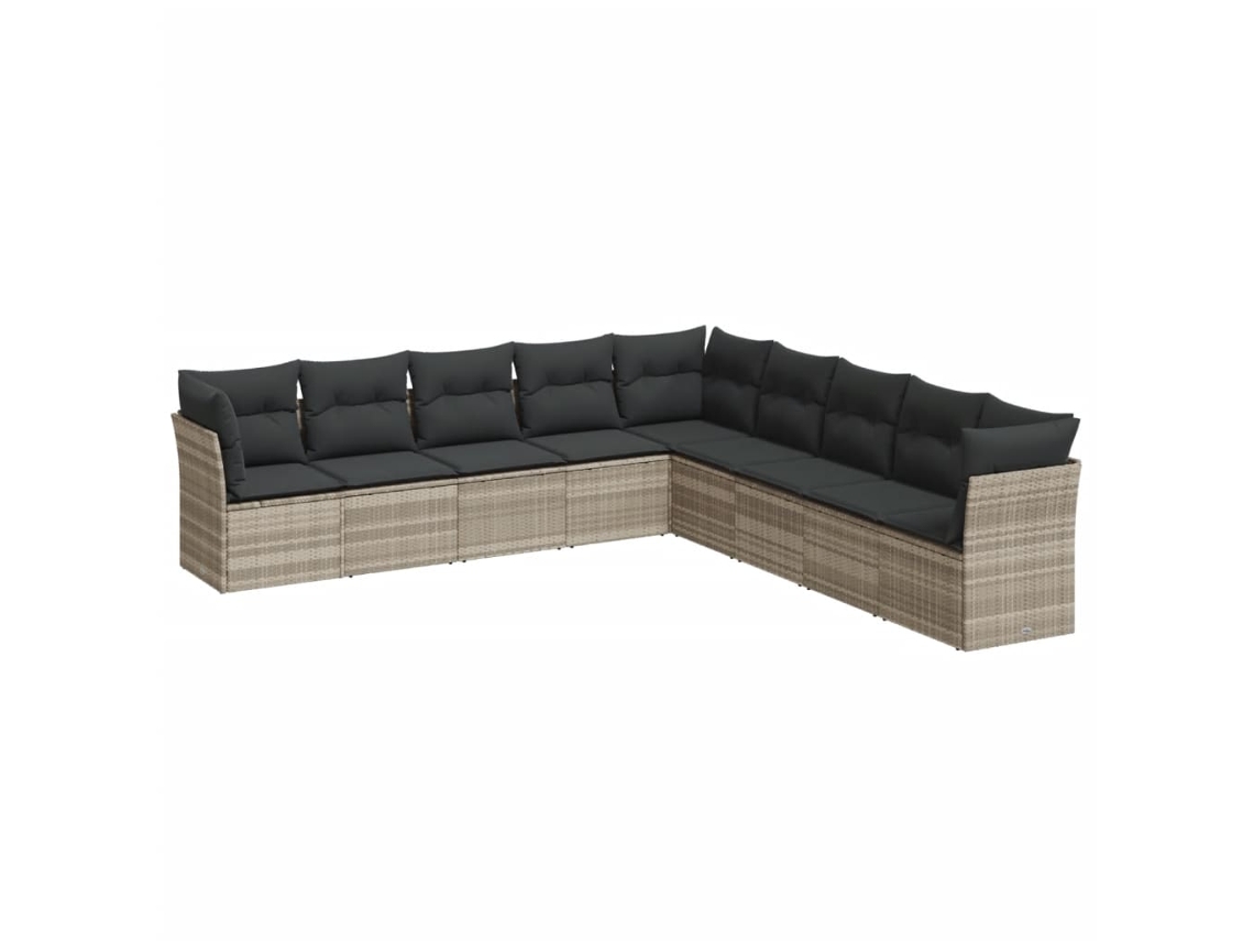 Maison Exclusive - Set Muebles Jardín 9 Pzas Y Cojines Ratán Sintético Gris Claro