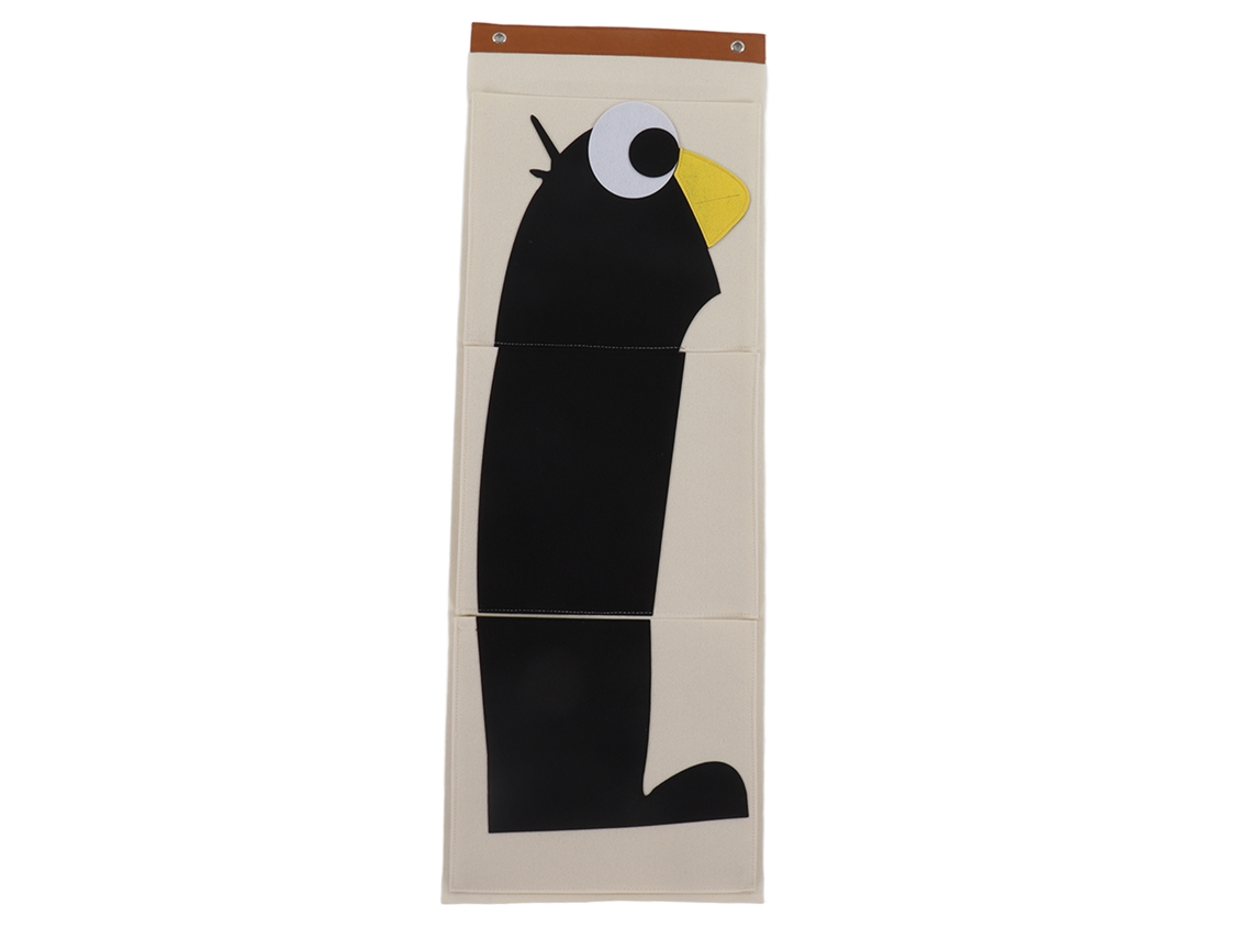 Bolsa De Almacenamiento De Fieltro Para Colgar Sobre La Puerta, 3 Capas, Diseño De Pingüino, 100,7 X 35 Cm.