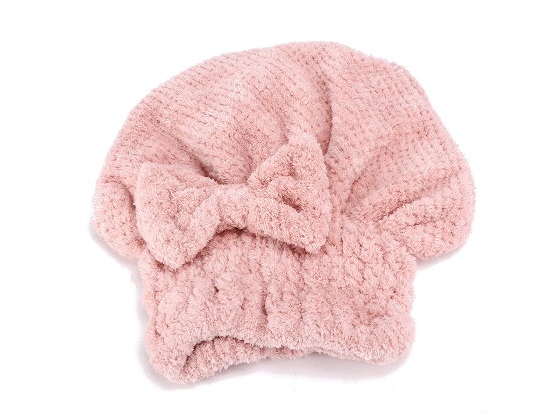 Sombrero Para Secar El Cabello De Felpa Coral Rápido Secado 24x26cm Espesorado Rosa