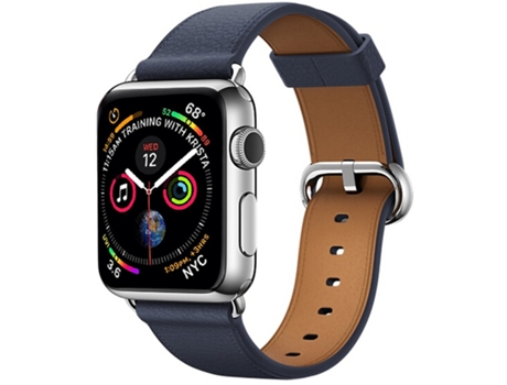 Correa de cuero con botones clásicos para Apple Watch Series 3, 2 y 1 de 38 mm (azul medianoche)