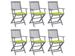 Sillas plegables de exterior de acacia maciza DKD Home Decor de 6 piezas con cojines
