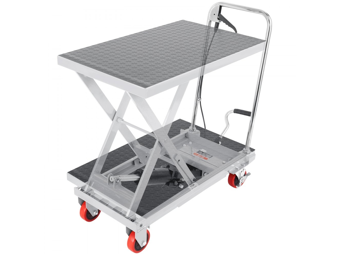 Mesa Elevadora Hidráulica 230kg Plataforma 700x450mm Altura Ajustable Tekmaquinas