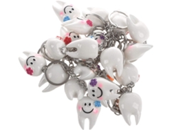 Moonsun Paquete De 20 Llaveros Con Forma De Diente - Lindo Regalo Dental, Blanco/plateado, Tamaño