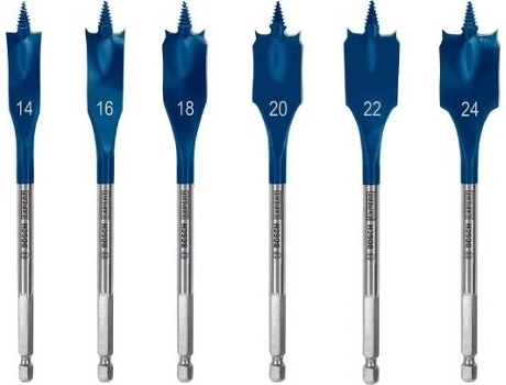 Conjunto de Brocas Planas BOSCH Expert Selfcut Speed - 14-16-18-20-22-24 mm - 6 Un para Conjunto de Taladros de Impacto
