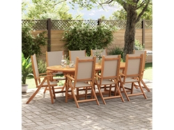 Sillas de jardín plegables Dkd Home Decor de acacia maciza y textilene (8 piezas)