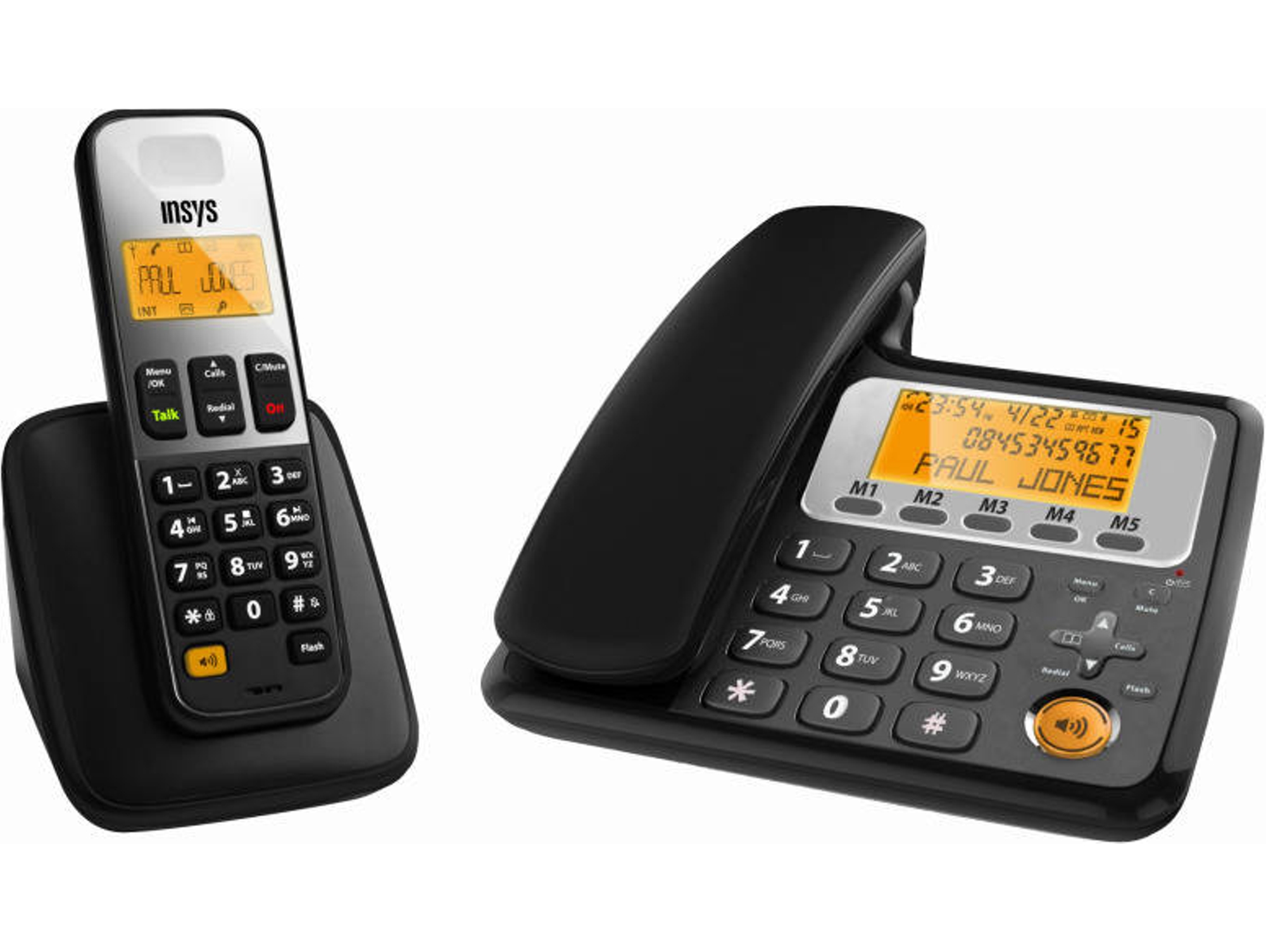 Teléfono Fijo con Cable INSYS DECT B4-3505 Combo Negro