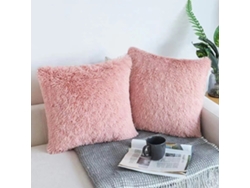 Juego De 2 Fundas De Almohada De Felpa Rosa De 40x40 Cm