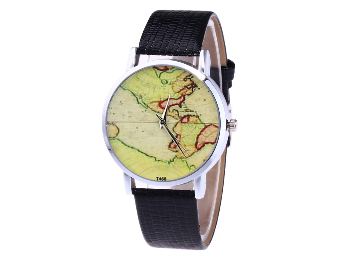 Reloj De Pulsera Analógico De Cuarzo De Moda En Aleación Y Cuero Para Hombre Y Mujer T468-yx Negro