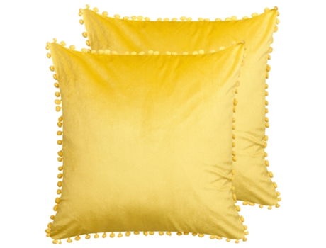 Conjunto de 2 cojines de terciopelo amarillo 45 x 45 cm BELIANI Aerangis