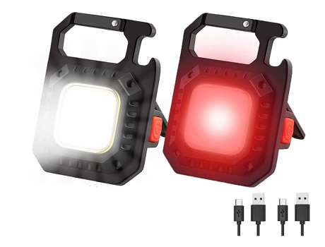 Linterna, paquete de 2 llaveros COB luz de trabajo 800 lúmenes, Chronos Lantern-0054 linterna de luz de emergencia portátil recargable (negro) YIZH...
