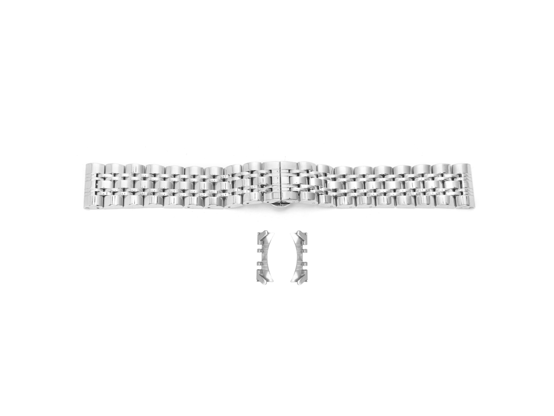 Brazalete De Reloj Ajustable De Acero Inoxidable Plateado Con Cierre De Mariposa, 23 Mm