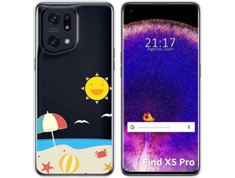 Carcasa para Oppo Find X5 Pro 5G TUMUNDOSMARTPHONE Dibujos Transparente Playa Multicolor