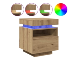 Maison Exclusive - Mesitas De Noche Con Luces Led 2 Uds Roble Artisan 40x39x48,5cm