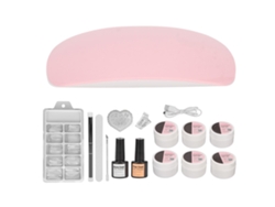 Kit de manicura Rebe con lámpara de curado, gel, base, capa superior, empujador y puentes para extensiones de uñas.