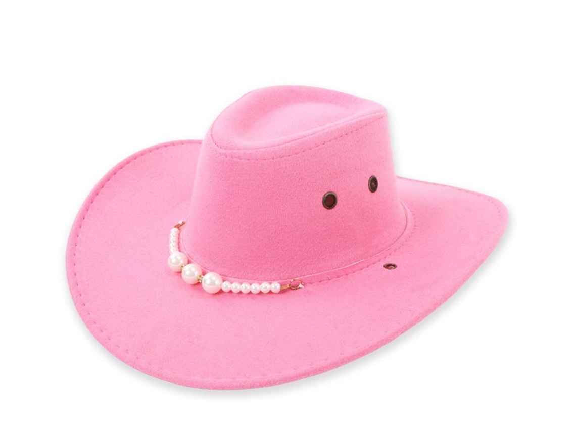 Sombrero de Vaquero rosa con Abalorios adulto