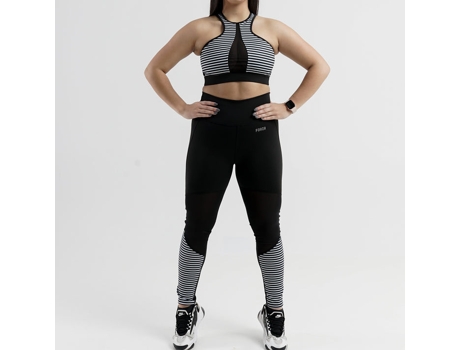 Conjunto Legging y Top para Mujer FORZA FITNESS Wind Negro y Blanco para Fitness (Talla Unica)
