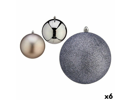 Set de Bolas de Navidad Plateado Plástico 12 x 13 x 12 cm (6 Unidades)