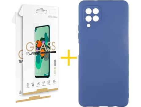 Kit Funda + Protector de Pantalla Samsung A12 5G SKYHE Cristal Templado 4034 Azul