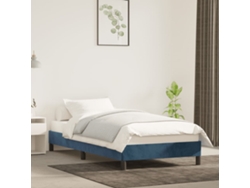 Estructura De Cama Sin Colchón Terciopelo Azul Oscuro 90x200 Cm