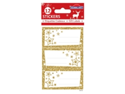 12 Pegatinas GLOBAL GIFT de Navidad - Estrellas de purpurina doradas