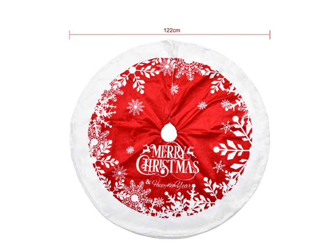 Falda Roja Para Árbol De Navidad De 122 Cm En Tela Estampada Supersuave - Decoración De Fondo Navideño