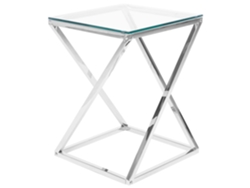 Mesa de centro BELIANI Beverly de Vidrio Plateado 40x40x55