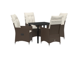 Conjunto de comedor de jardín Vidaxl de 5 piezas con cojines, ratán sintético, marrón