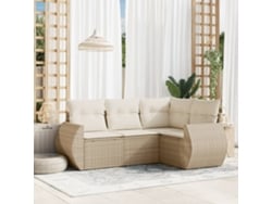 Conjunto de sofá de jardín de 4 piezas con cojines, mimbre sintético beige, Dkd Home Decor