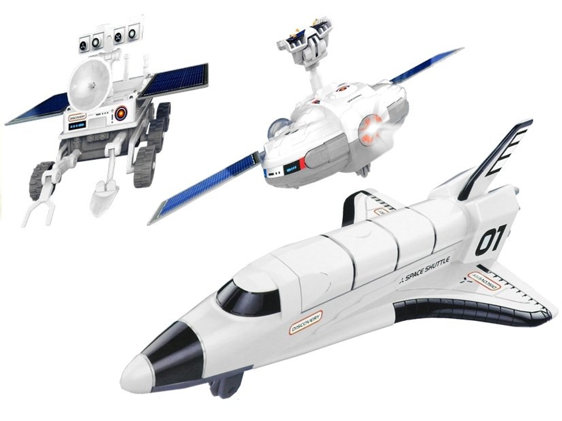 Avión espacial 3 en 1 con energía solar, flota de exploración lunar, bricolaje, creativo B.active