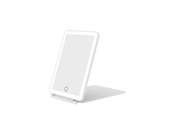 Espejo De Maquillaje Plegable Led Portátil (blanco), 3 Modos De Luz, Carga Usb